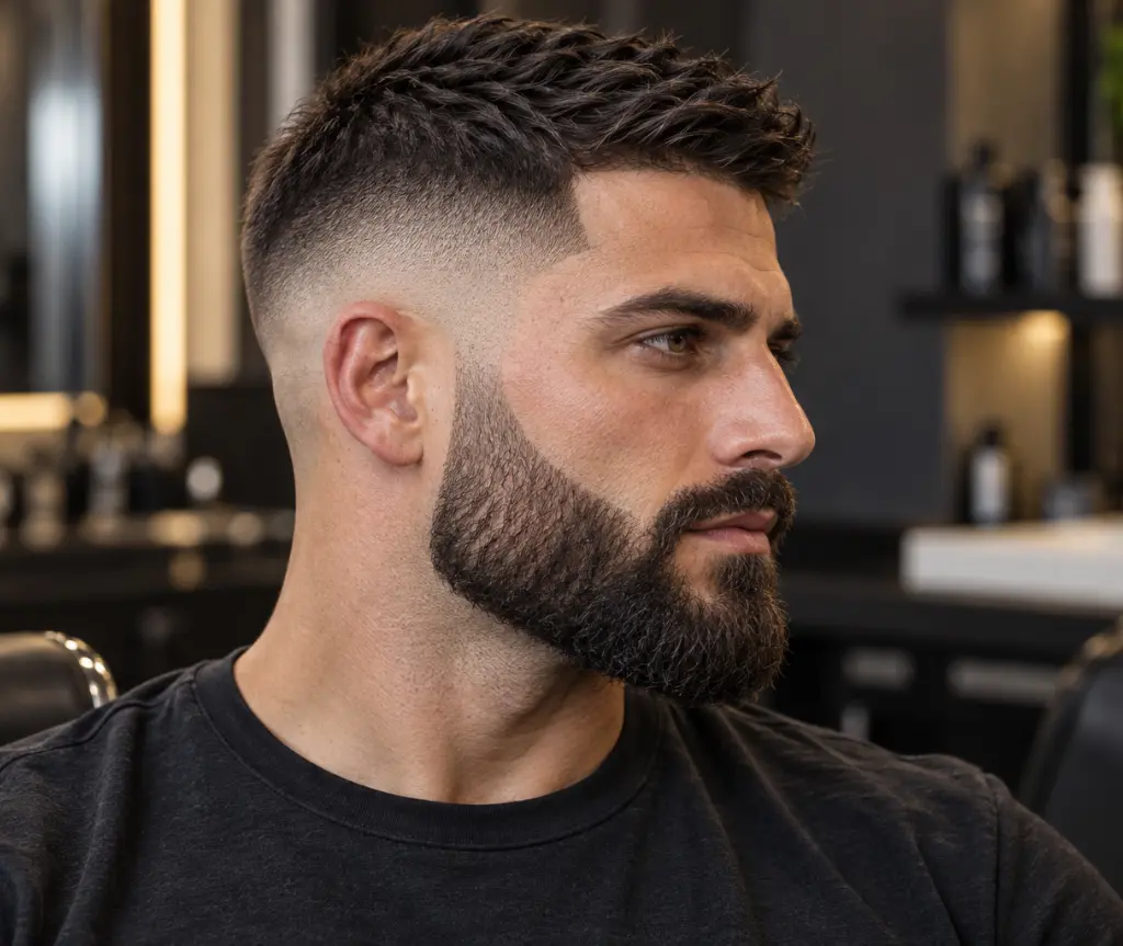 Bald Fade Undercut With Beard Fade