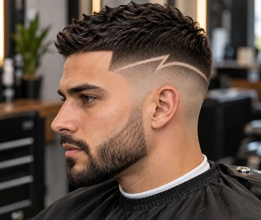 Bald Fade Undercut With Razor Design