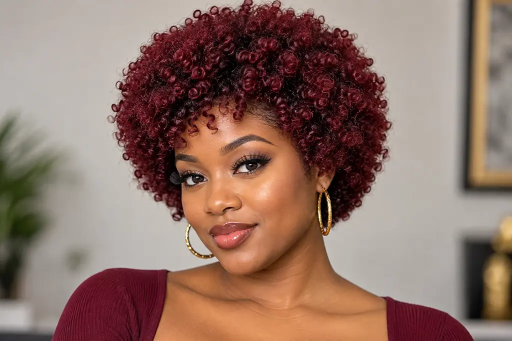 Burgundy Short Afro