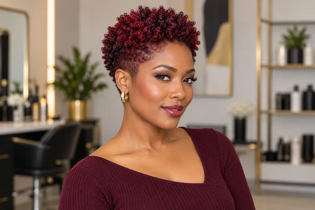 Burgundy Short Natural Cut