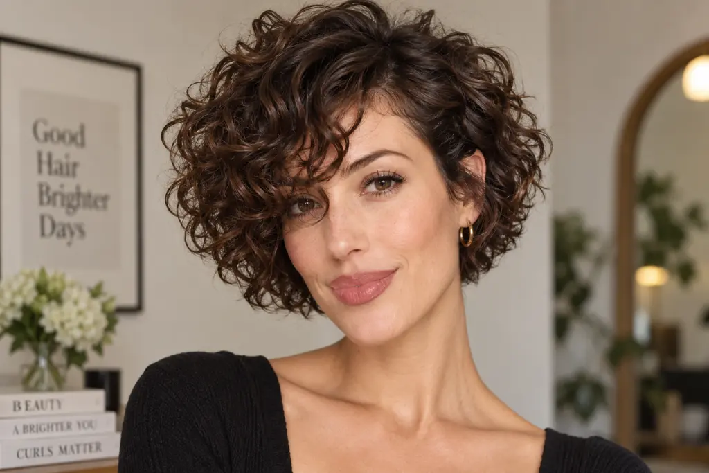 Curly French Bob for Long Faces