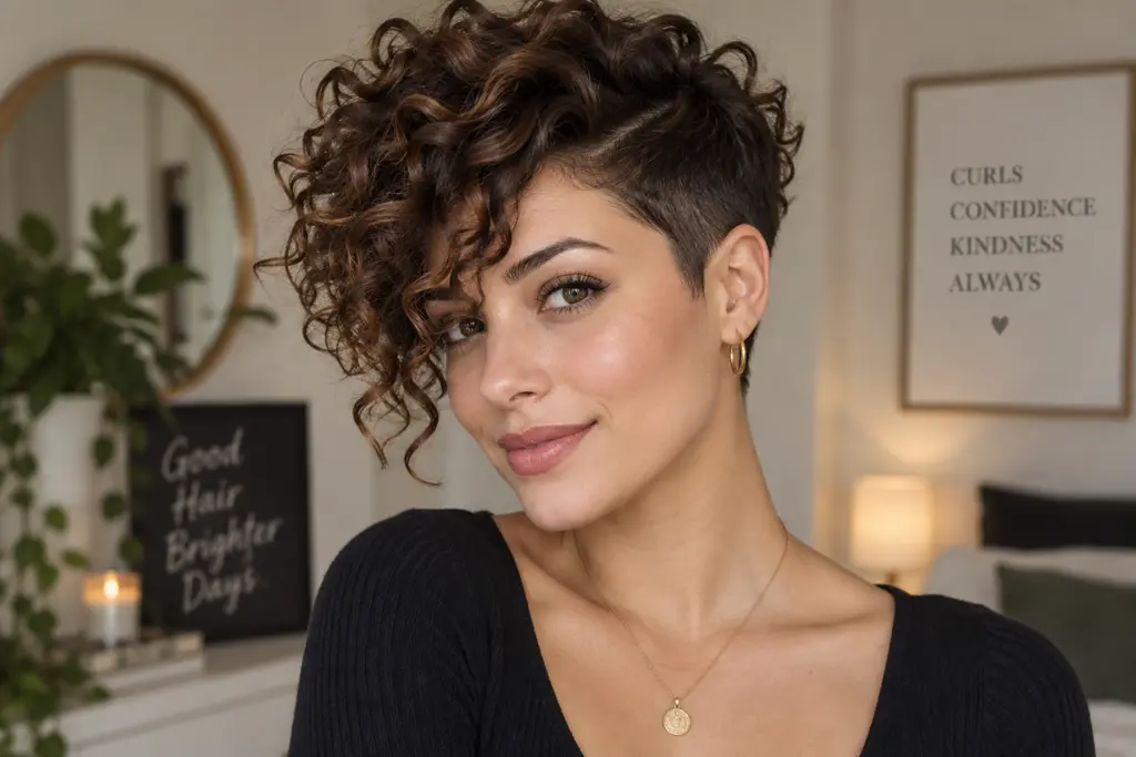 Curly Undercut Pixie for Oval Faces