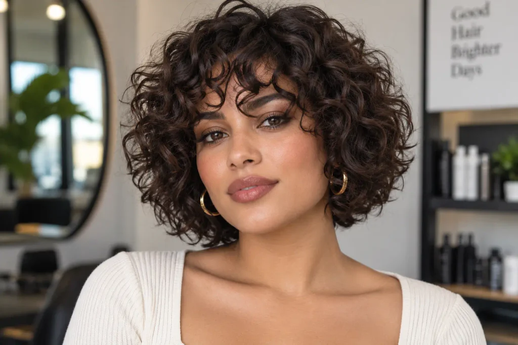 Jaw-Length Curly Shag for Square Faces