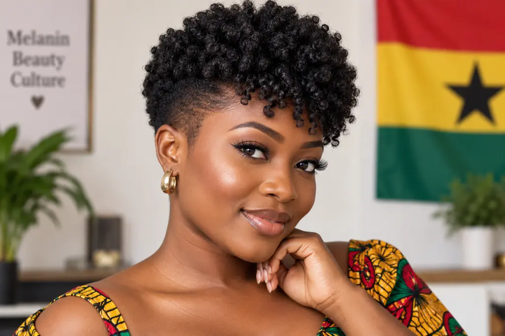 Natural Afro Pixie with Tapered Sides