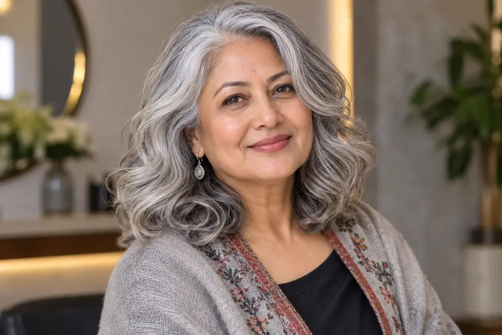 Natural Gray Shoulder-Length Waves