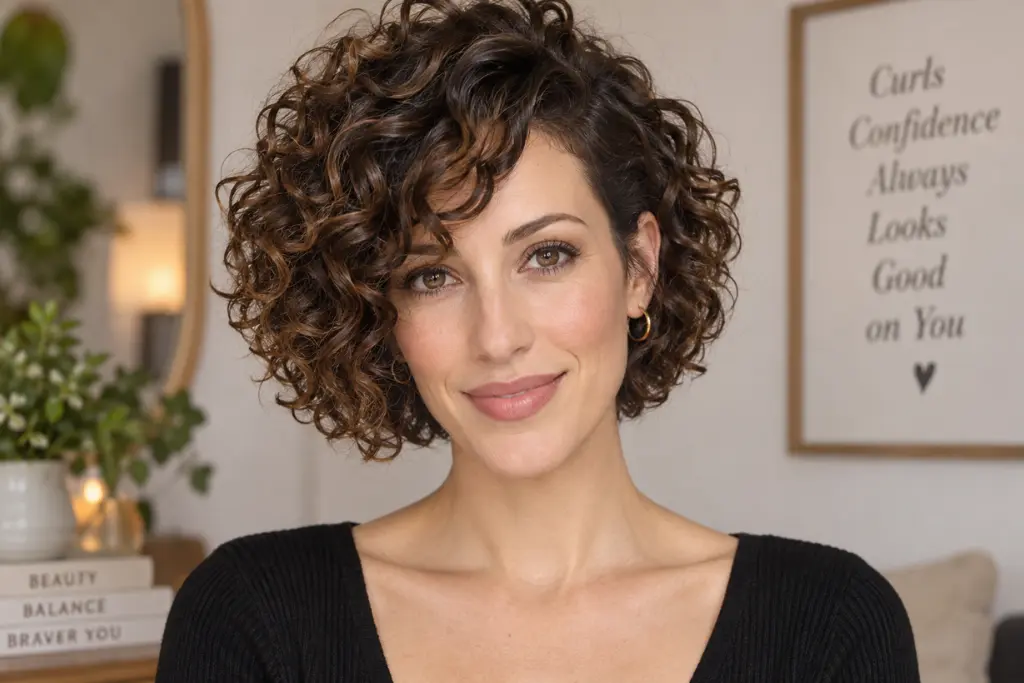 Rounded Curly Bob for Long Faces
