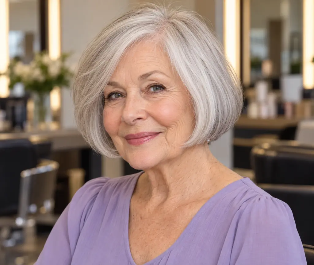Rounded Silver Bob for Fine Hair