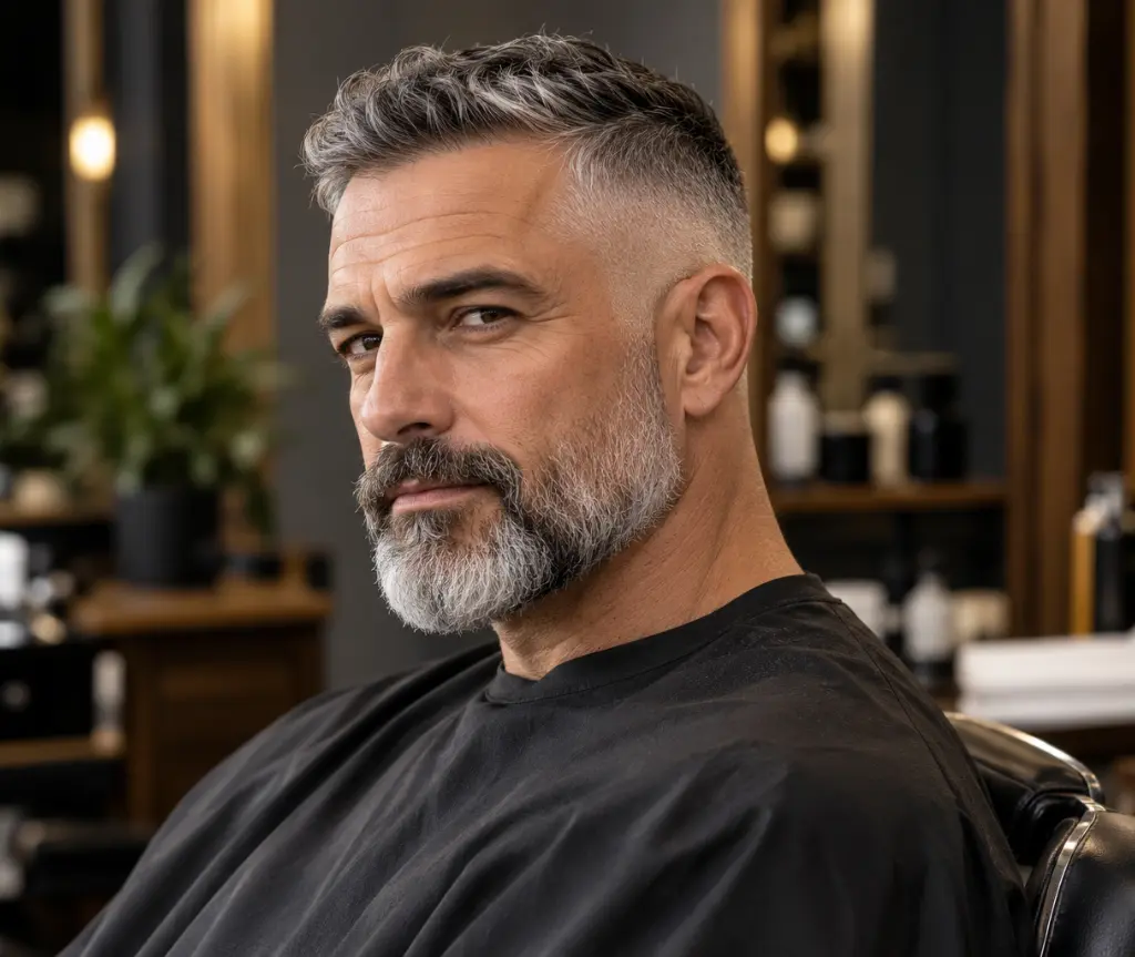 Salt-and-Pepper Bald Fade Undercut