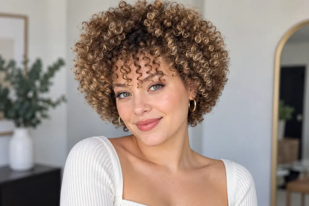 Short Afro with Curly Fringe