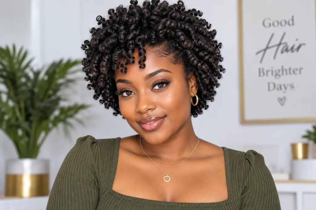 Short Afro with Finger-Coiled Definition