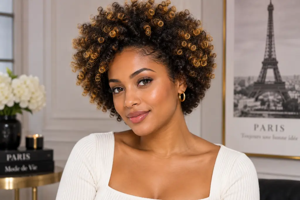 Short Afro with Golden Tips