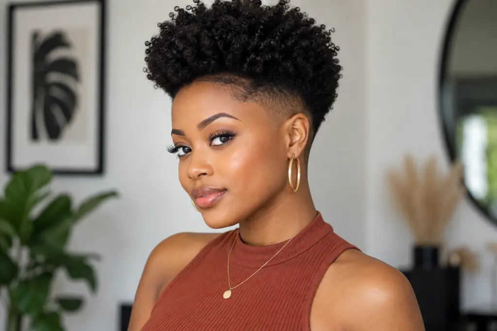 Short Afro with High Taper