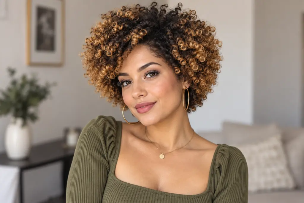 Short Afro with Ombre Color