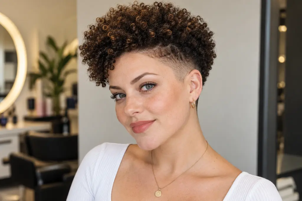 Short Afro with Soft Side Fade