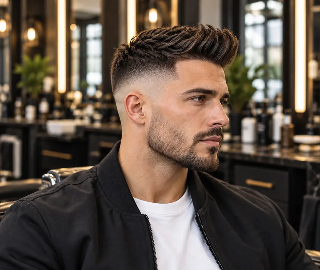 Short Bald Fade Undercut With Quiff