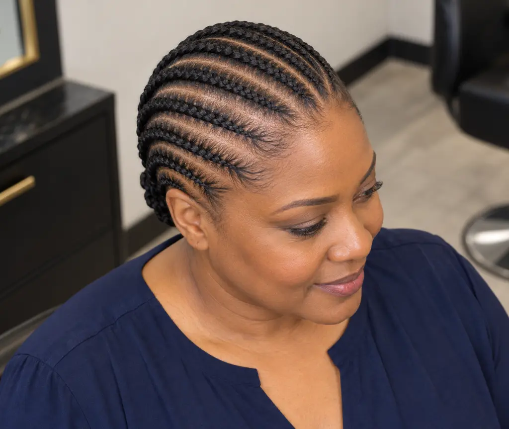 Short Cornrows with a Neat Nape Finish