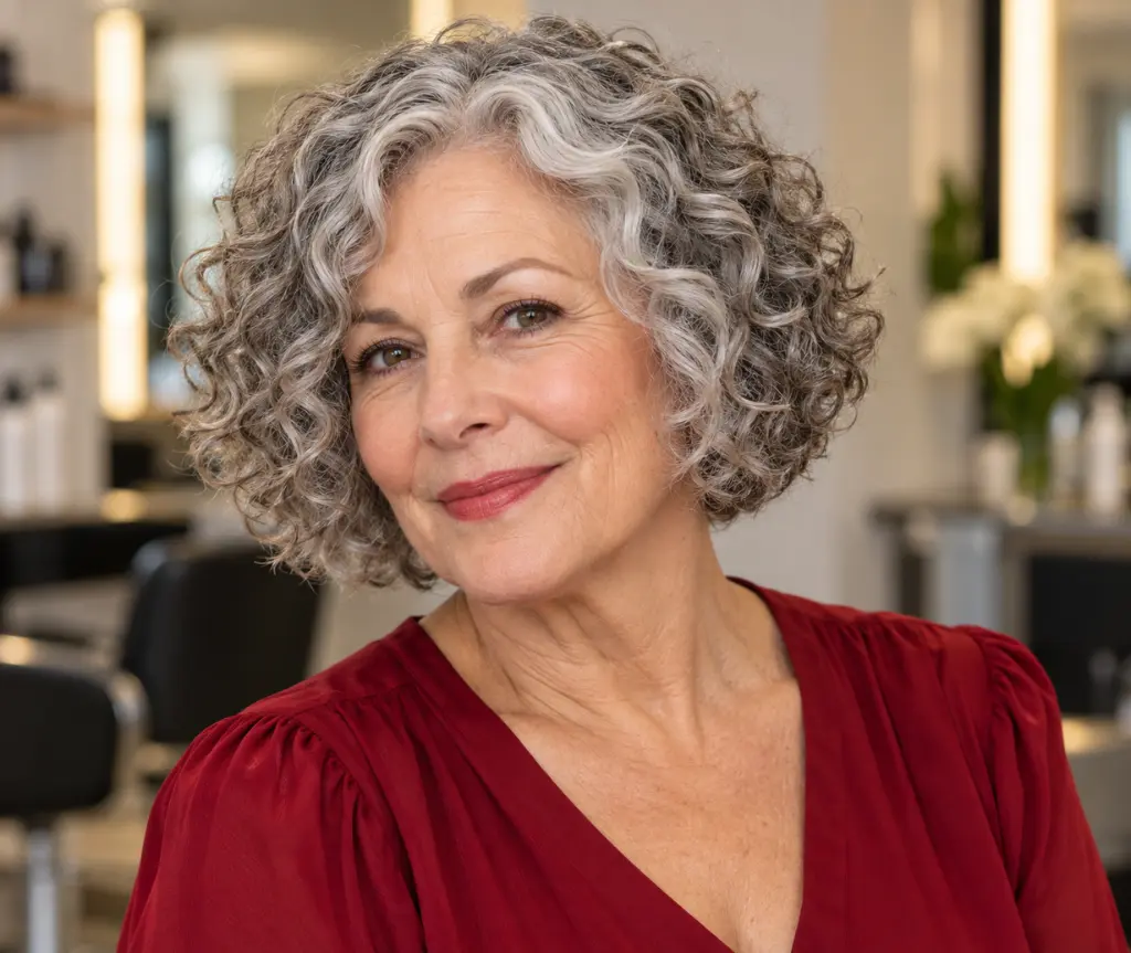 Short Gray Curly Bob