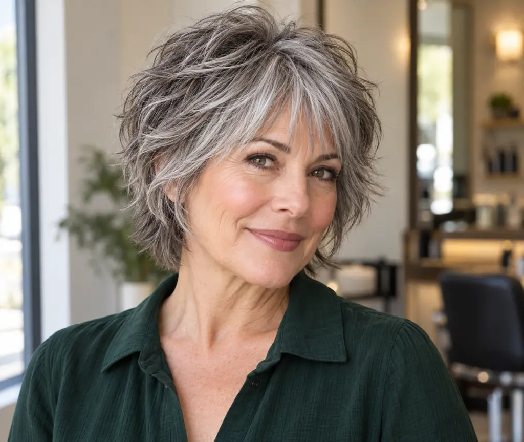 Short Gray Shag with Bangs