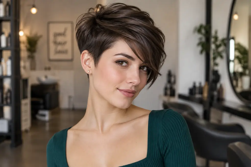 Short Pixie with Long Side-Swept Bangs