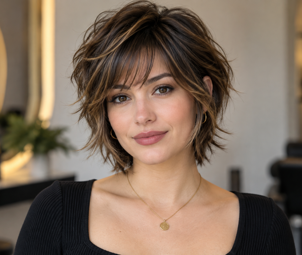 Short Shag for Oval Faces