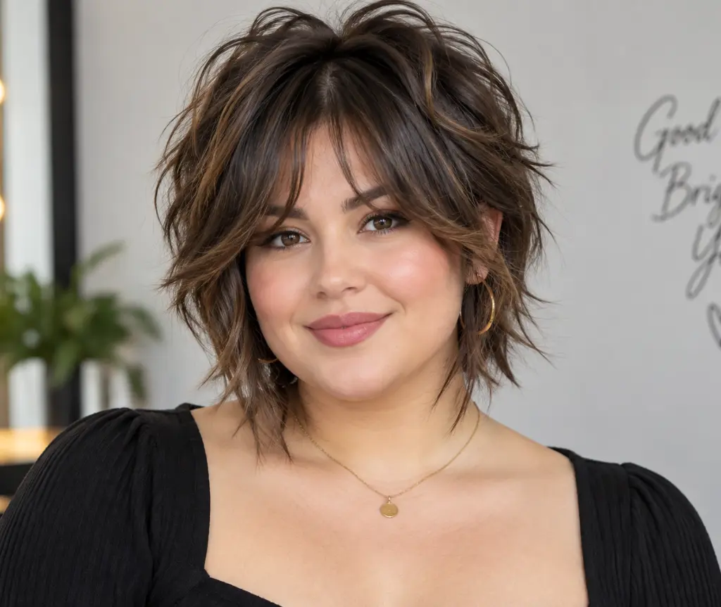 Short Shag for Round Faces
