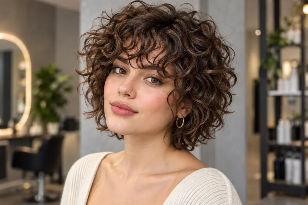 Short Shag with Curly Bangs