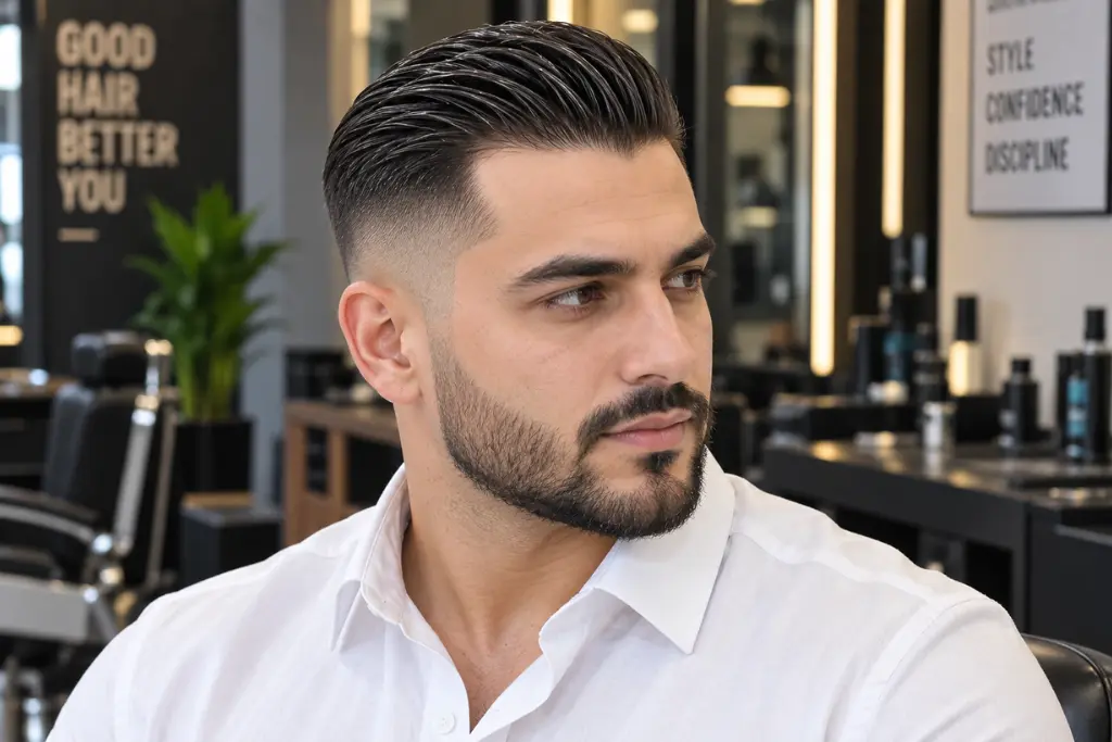 Short Slick Back with Fade