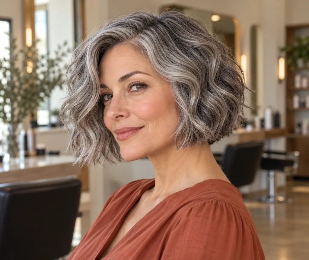 Short Wavy Gray Bob