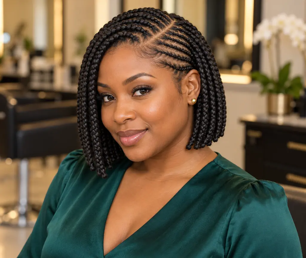 Side-Part Cornrow Bob