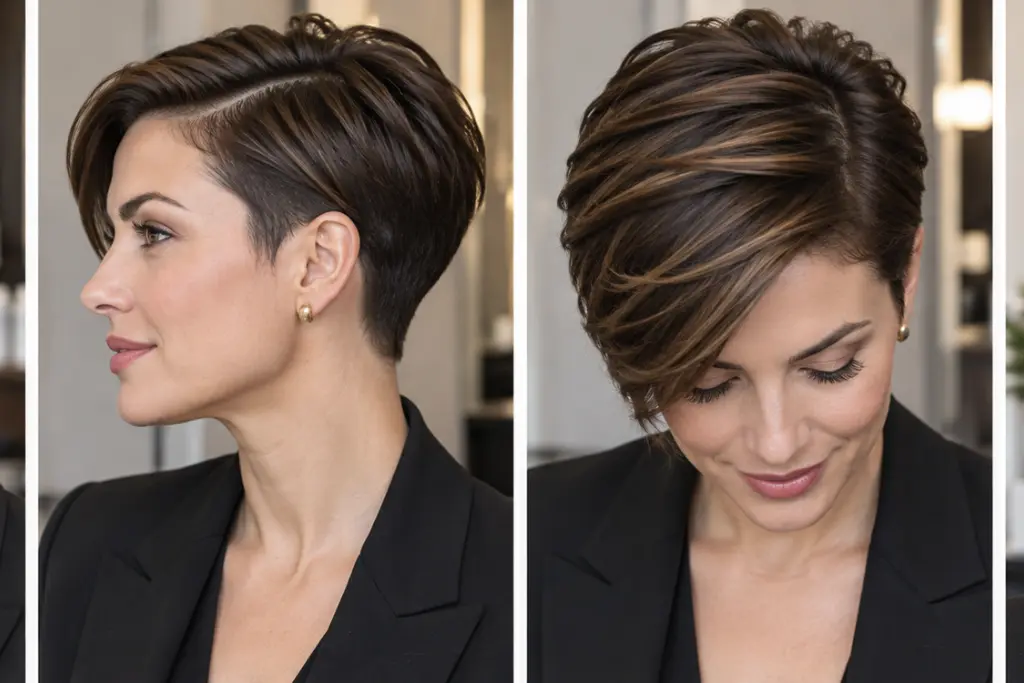 Side-Parted Short Pixie Cut