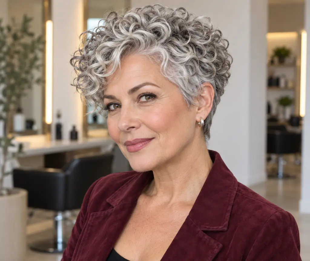 Silver Curly Pixie