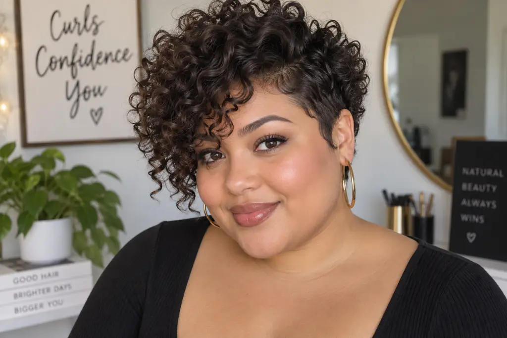 Tapered Curly Cut for Round Faces