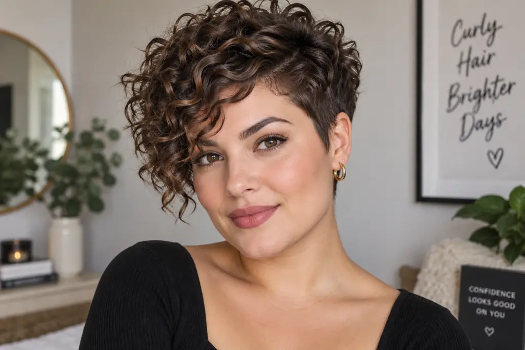 Textured Curly Crop for Square Faces