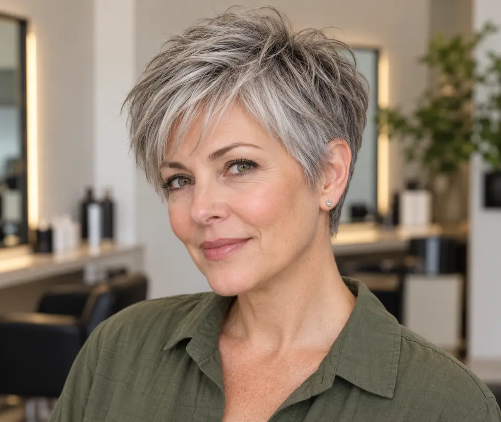 Textured Gray Crop for Fine Hair