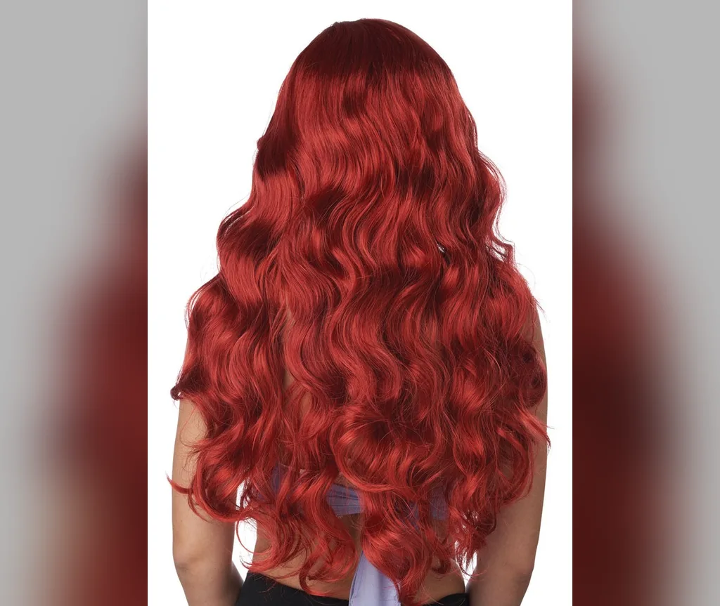 Deep cherry red long waves with wine tones, a sultry vampire-ready halloween hairstyle for long hair