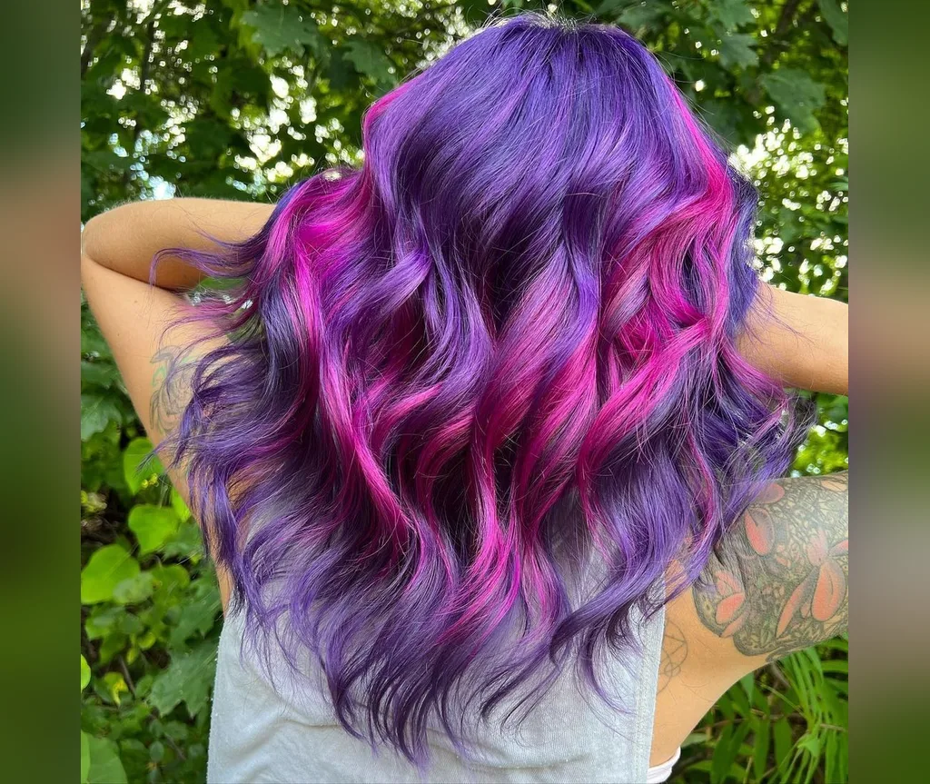 Violet magenta waves in rich halloween hair color ideas
