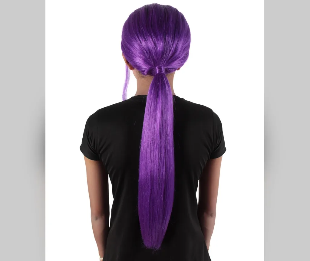 Long purple ponytail in halloween hair color ideas