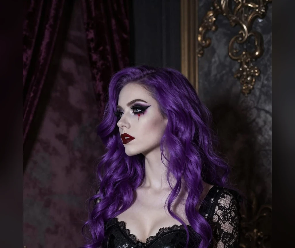 Violet waves with lace and dark glamour