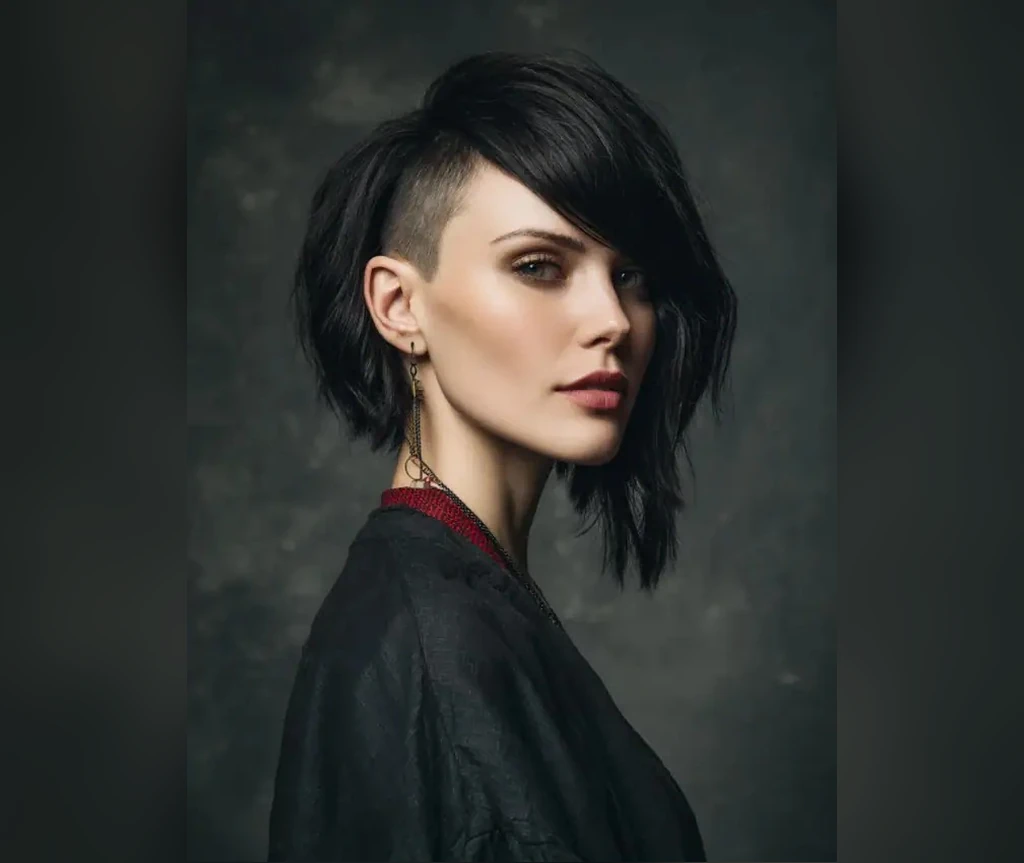 Undercut bob with a long fringe