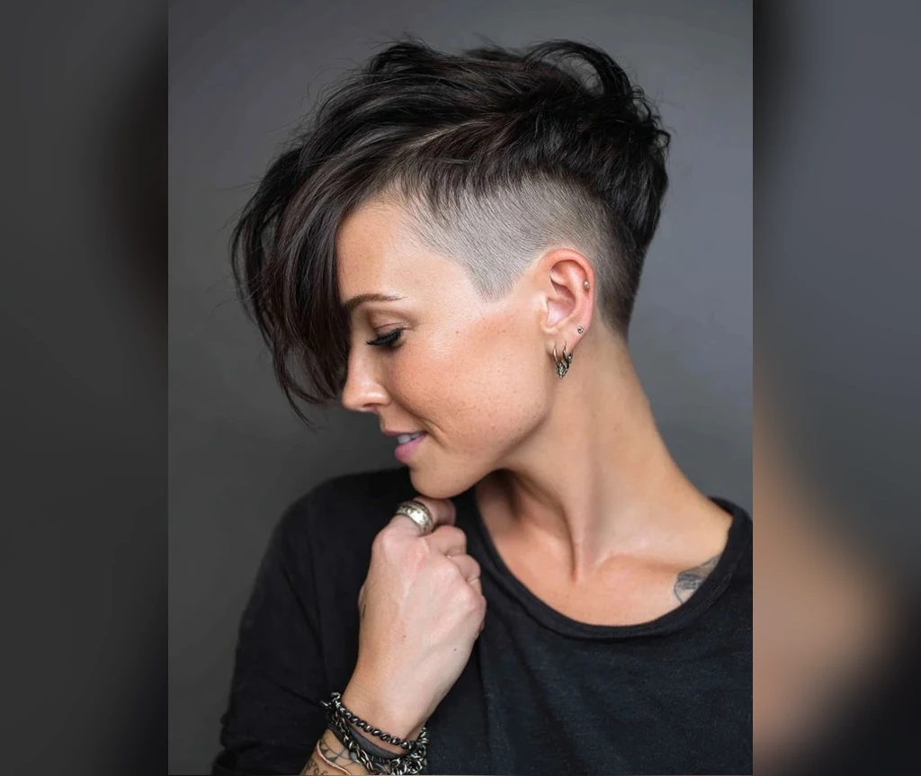 Pixie with shaved sides and a textured top