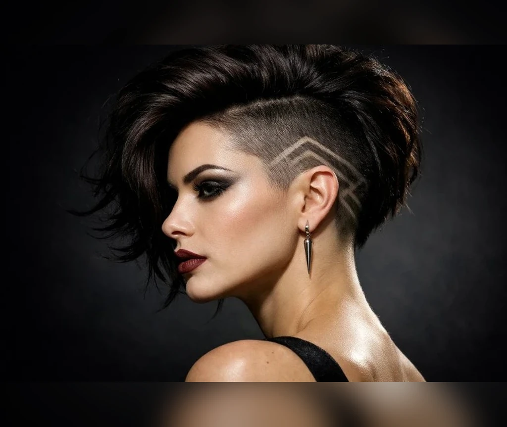 Mohawk with a shaved line design
