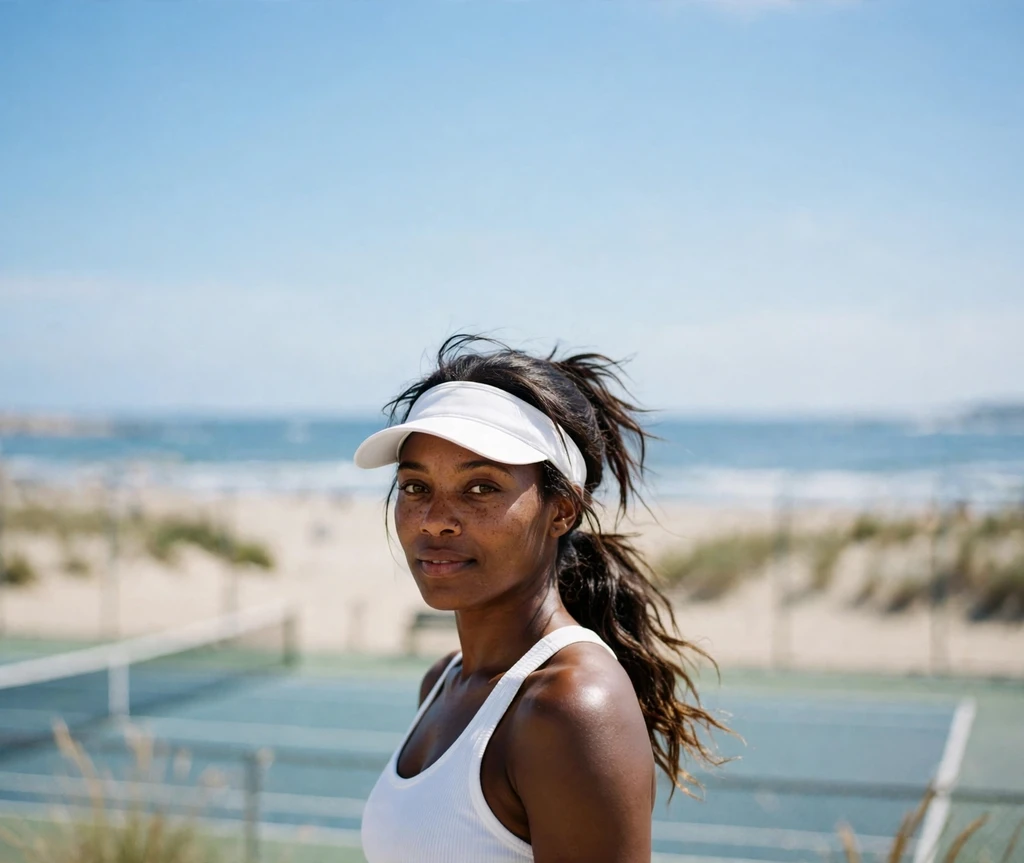 sun visor with beachy ponytail