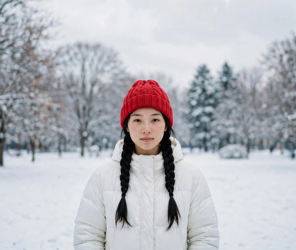 cable-knit beanie with double dutch braids