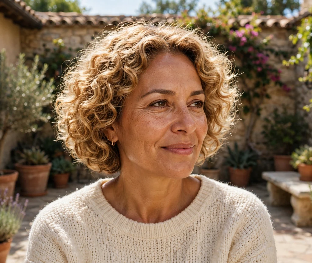 Curly bob with honey tones