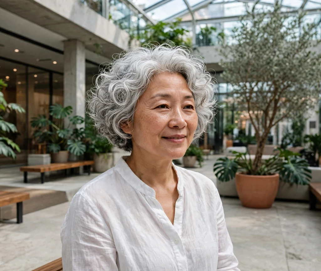 Natural gray curly bob