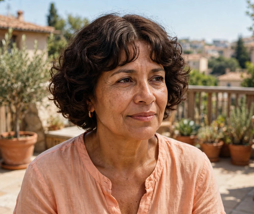 Curly bob with curtain bangs for mature face