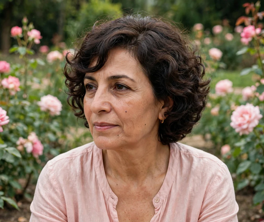Curly bob with side-swept bangs