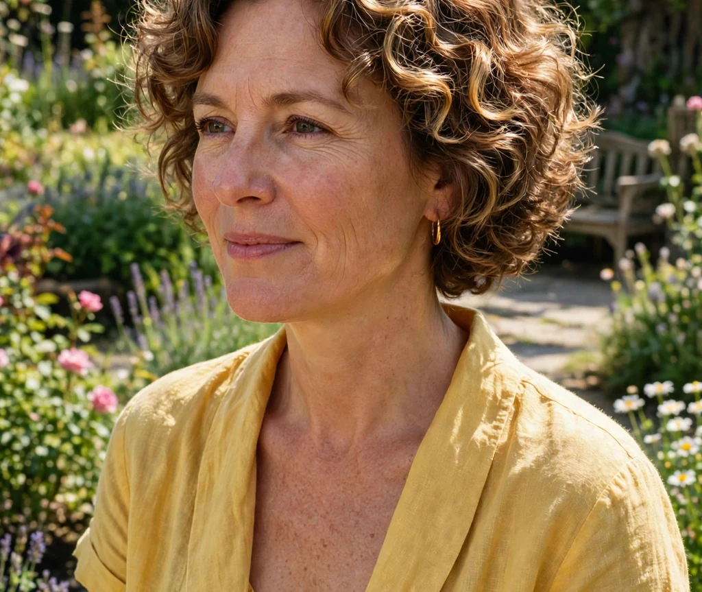 Curly bob with golden highlights