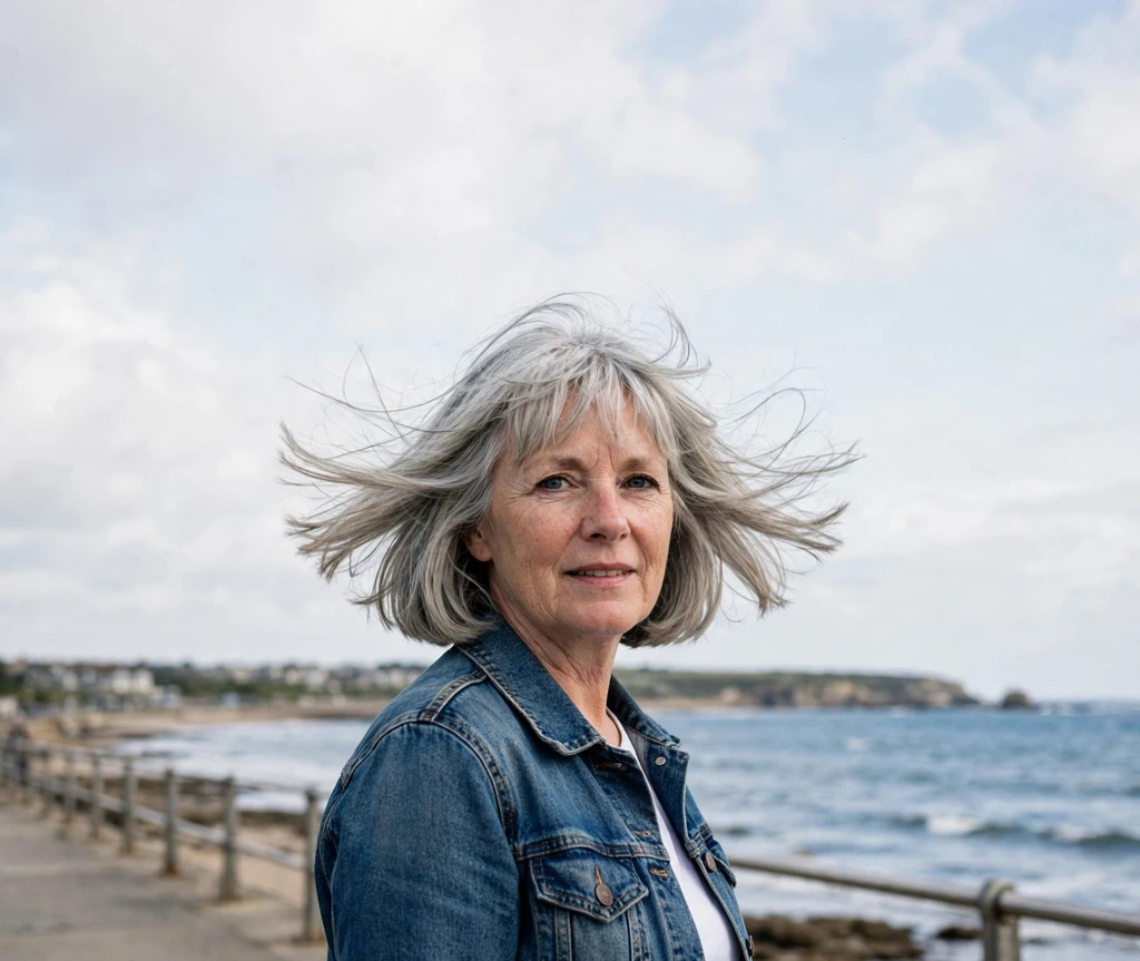 flipped-end silver bob with a light fringe