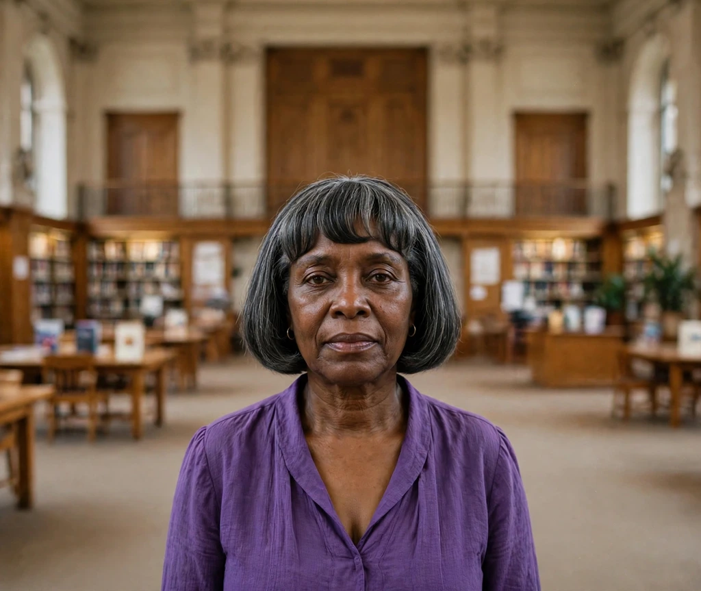 salt-and-pepper bob with arched bangs